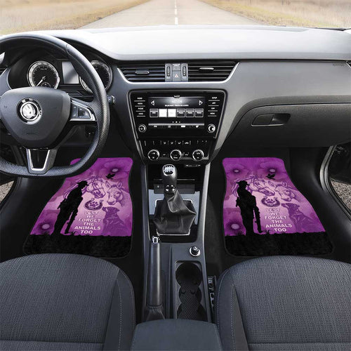 Australia Animals ANZAC Day Car Mats Lest We Forget The Animals Too Purple Poppy