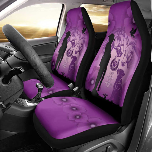 Australia Animals ANZAC Day Car Seat Cover Lest We Forget The Animals Too Purple Poppy