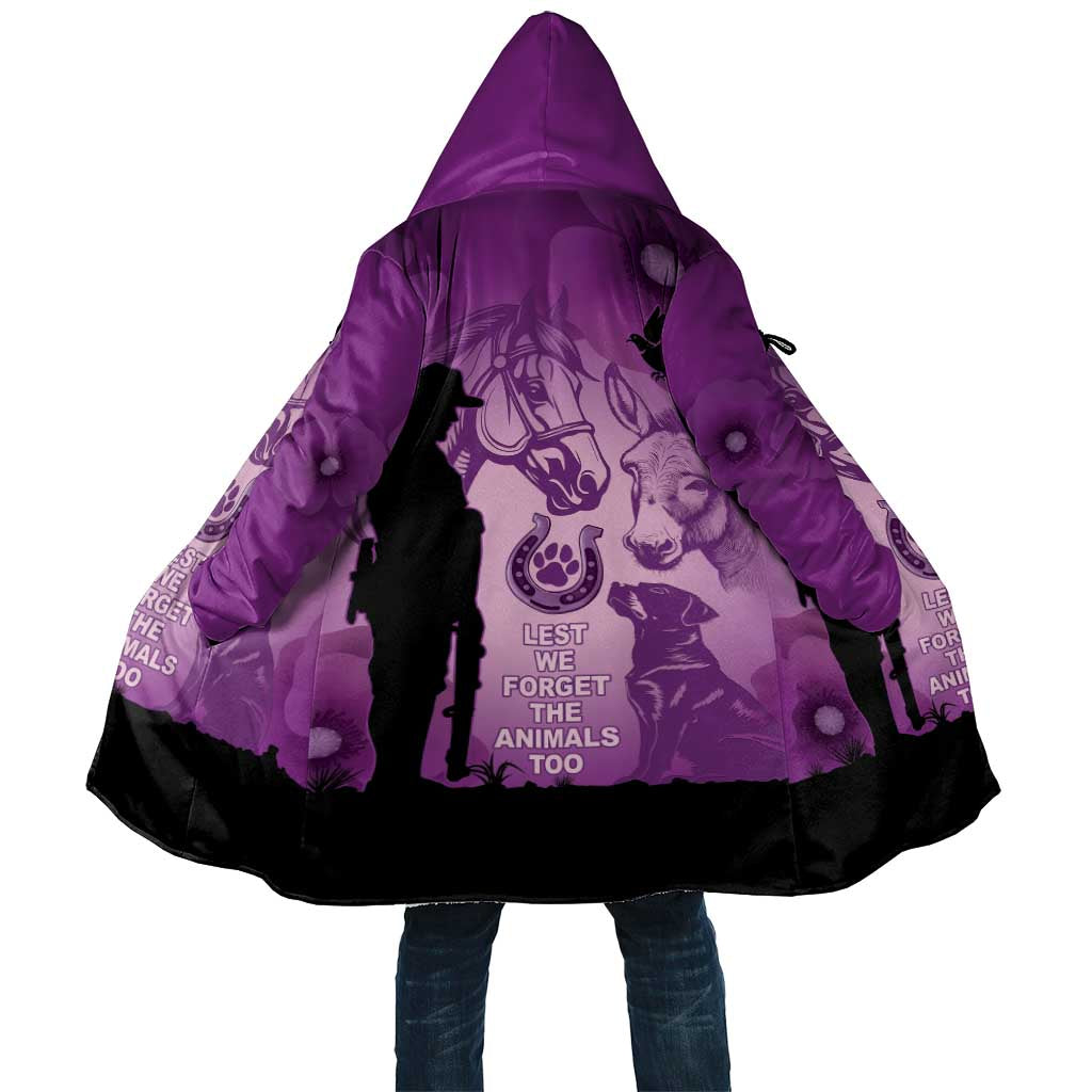 Australia Animals ANZAC Day Cloak Lest We Forget The Animals Too Purple Poppy
