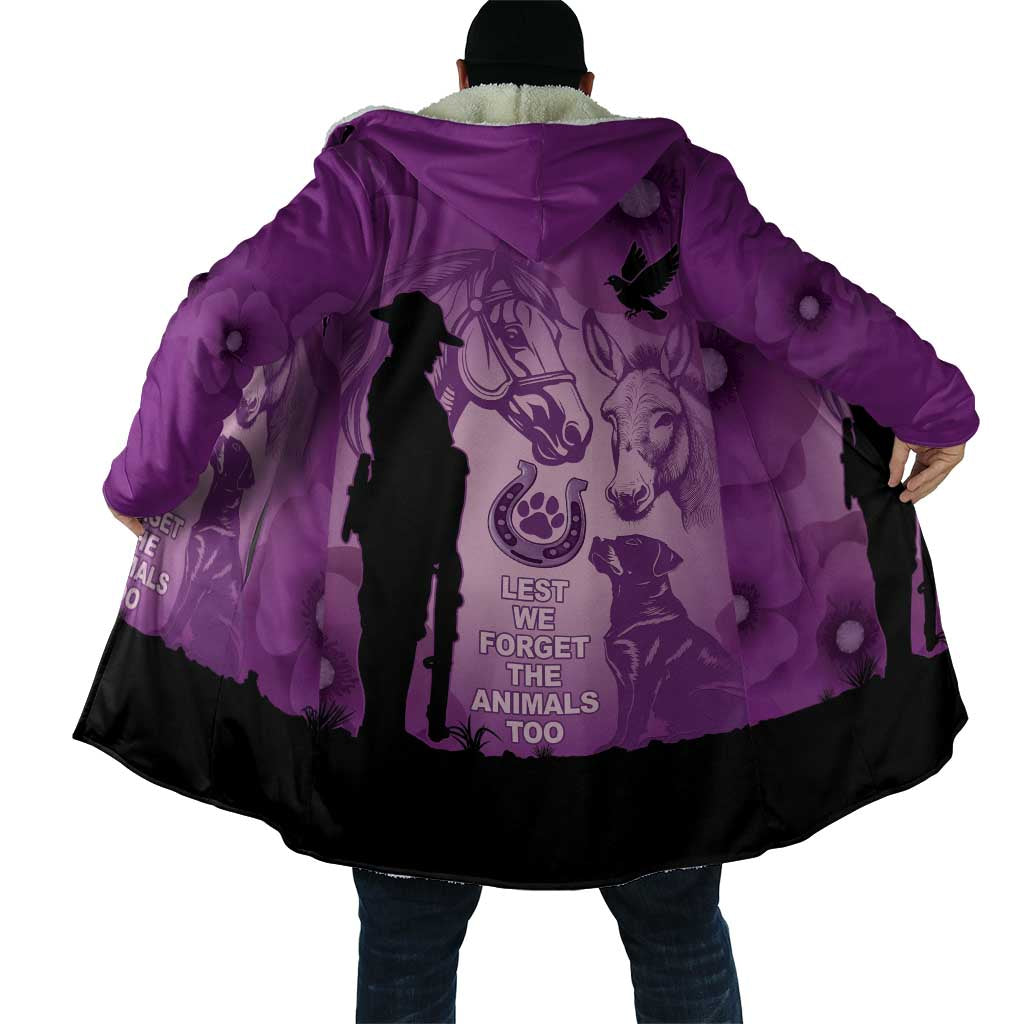 Australia Animals ANZAC Day Cloak Lest We Forget The Animals Too Purple Poppy