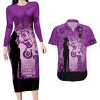 Australia Animals ANZAC Day Couples Matching Long Sleeve Bodycon Dress and Hawaiian Shirt Lest We Forget The Animals Too Purple Poppy
