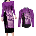 Australia Animals ANZAC Day Couples Matching Long Sleeve Bodycon Dress and Long Sleeve Button Shirt Lest We Forget The Animals Too Purple Poppy