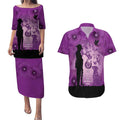 Australia Animals ANZAC Day Couples Matching Puletasi and Hawaiian Shirt Lest We Forget The Animals Too Purple Poppy