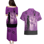 Australia Animals ANZAC Day Couples Matching Puletasi and Hawaiian Shirt Lest We Forget The Animals Too Purple Poppy