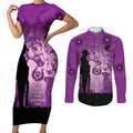Australia Animals ANZAC Day Couples Matching Short Sleeve Bodycon Dress and Long Sleeve Button Shirt Lest We Forget The Animals Too Purple Poppy