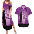 Australia Animals ANZAC Day Couples Matching Summer Maxi Dress and Hawaiian Shirt Lest We Forget The Animals Too Purple Poppy