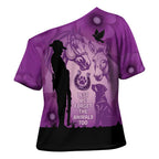 Australia Animals ANZAC Day Cross Shoulder Shirt Lest We Forget The Animals Too Purple Poppy