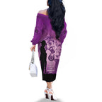 Australia Animals ANZAC Day Family Matching Off The Shoulder Long Sleeve Dress and Hawaiian Shirt Lest We Forget The Animals Too Purple Poppy