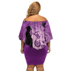Australia Animals ANZAC Day Family Matching Off Shoulder Short Dress and Hawaiian Shirt Lest We Forget The Animals Too Purple Poppy