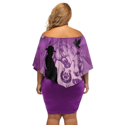 Australia Animals ANZAC Day Family Matching Off Shoulder Short Dress and Hawaiian Shirt Lest We Forget The Animals Too Purple Poppy