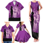 Australia Animals ANZAC Day Family Matching Tank Maxi Dress and Hawaiian Shirt Lest We Forget The Animals Too Purple Poppy