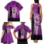 Australia Animals ANZAC Day Family Matching Tank Maxi Dress and Hawaiian Shirt Lest We Forget The Animals Too Purple Poppy