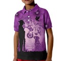 Australia Animals ANZAC Day Kid Polo Shirt Lest We Forget The Animals Too Purple Poppy