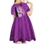 Australia Animals ANZAC Day Kid Short Sleeve Dress Lest We Forget The Animals Too Purple Poppy