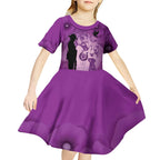 Australia Animals ANZAC Day Kid Short Sleeve Dress Lest We Forget The Animals Too Purple Poppy