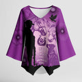 Australia Animals ANZAC Day Kimono Sleeve Blouse Lest We Forget The Animals Too Purple Poppy