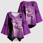 Australia Animals ANZAC Day Kimono Sleeve Blouse Lest We Forget The Animals Too Purple Poppy