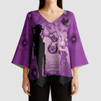 Australia Animals ANZAC Day Kimono Sleeve Blouse Lest We Forget The Animals Too Purple Poppy