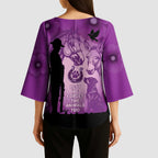 Australia Animals ANZAC Day Kimono Sleeve Blouse Lest We Forget The Animals Too Purple Poppy