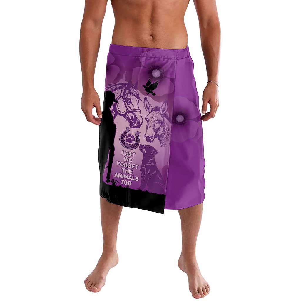 Australia Animals ANZAC Day Lavalava Lest We Forget The Animals Too Purple Poppy