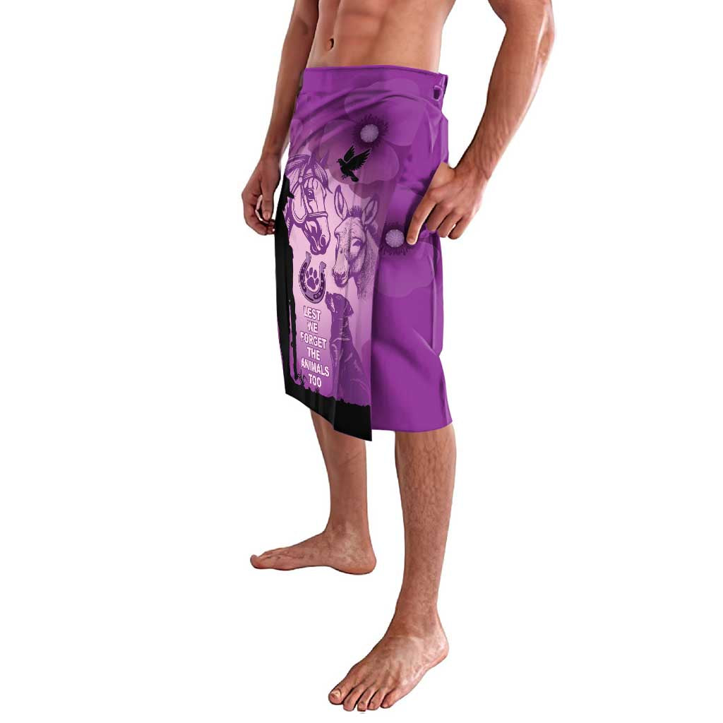 Australia Animals ANZAC Day Lavalava Lest We Forget The Animals Too Purple Poppy