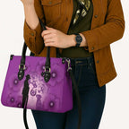 Australia Animals ANZAC Day Leather Bag Lest We Forget The Animals Too Purple Poppy