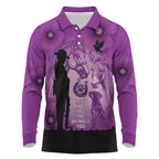 Australia Animals ANZAC Day Long Sleeve Polo Shirt Lest We Forget The Animals Too Purple Poppy