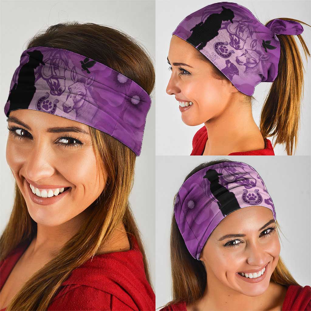 Australia Animals ANZAC Day Neck Gaiter Lest We Forget The Animals Too Purple Poppy
