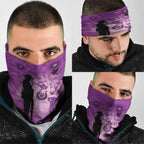 Australia Animals ANZAC Day Neck Gaiter Lest We Forget The Animals Too Purple Poppy