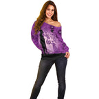 Australia Animals ANZAC Day Off Shoulder Sweater Lest We Forget The Animals Too Purple Poppy