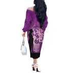 Australia Animals ANZAC Day Off The Shoulder Long Sleeve Dress Lest We Forget The Animals Too Purple Poppy