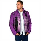 Australia Animals ANZAC Day Padded Jacket Lest We Forget The Animals Too Purple Poppy