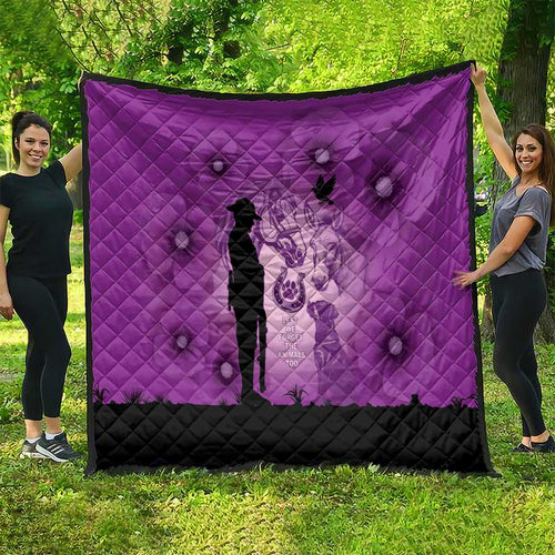 Australia Animals ANZAC Day Quilt Lest We Forget The Animals Too Purple Poppy