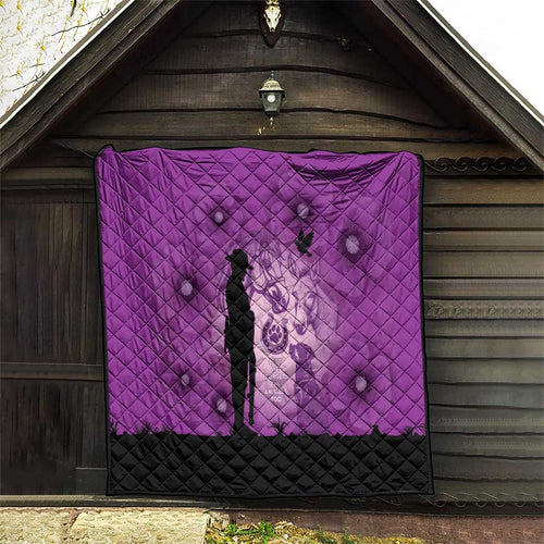 Australia Animals ANZAC Day Quilt Lest We Forget The Animals Too Purple Poppy