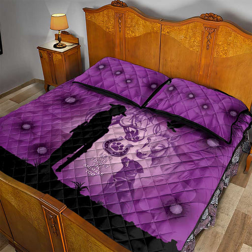 Australia Animals ANZAC Day Quilt Bed Set Lest We Forget The Animals Too Purple Poppy