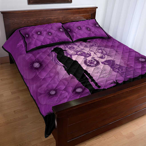 Australia Animals ANZAC Day Quilt Bed Set Lest We Forget The Animals Too Purple Poppy