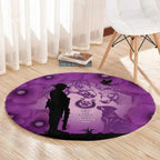 Australia Animals ANZAC Day Round Carpet Lest We Forget The Animals Too Purple Poppy