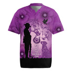 Australia Animals ANZAC Day Rugby Jersey Lest We Forget The Animals Too Purple Poppy