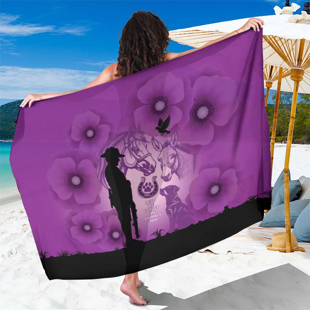 Australia Animals ANZAC Day Sarong Lest We Forget The Animals Too Purple Poppy