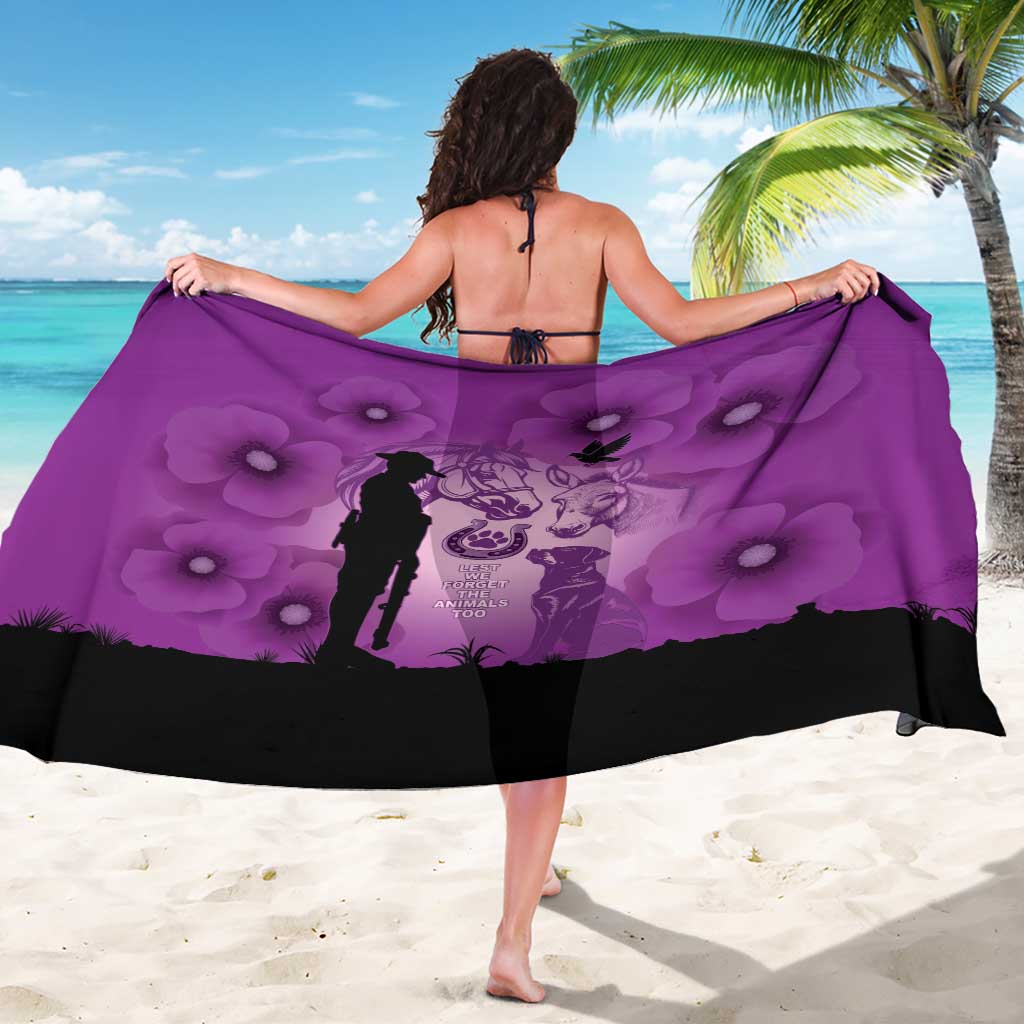 Australia Animals ANZAC Day Sarong Lest We Forget The Animals Too Purple Poppy
