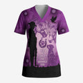 Australia Animals ANZAC Day Scrub Top Lest We Forget The Animals Too Purple Poppy