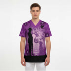 Australia Animals ANZAC Day Scrub Top Lest We Forget The Animals Too Purple Poppy