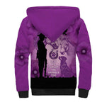 Australia Animals ANZAC Day Sherpa Hoodie Lest We Forget The Animals Too Purple Poppy