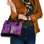 Australia Animals ANZAC Day Shoulder Handbag Lest We Forget The Animals Too Purple Poppy