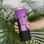 Australia Animals ANZAC Day Skinny Tumbler Lest We Forget The Animals Too Purple Poppy