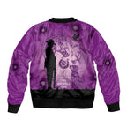 Australia Animals ANZAC Day Sleeve Zip Bomber Jacket Lest We Forget The Animals Too Purple Poppy