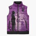 Australia Animals ANZAC Day Sleeveless Puffer Jacket Lest We Forget The Animals Too Purple Poppy