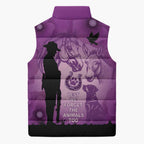 Australia Animals ANZAC Day Sleeveless Puffer Jacket Lest We Forget The Animals Too Purple Poppy