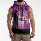 Australia Animals ANZAC Day Sleeveless Zip Hoodie Lest We Forget The Animals Too Purple Poppy
