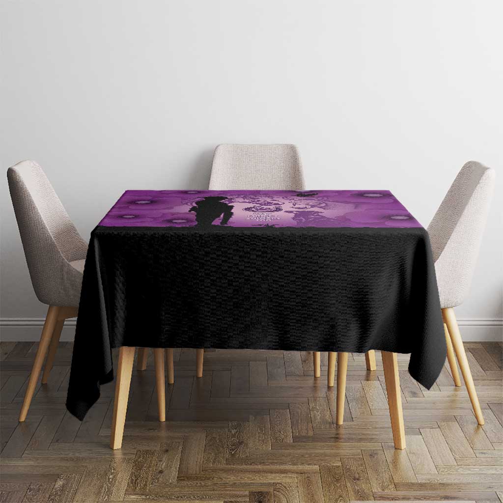 Australia Animals ANZAC Day Tablecloth Lest We Forget The Animals Too Purple Poppy